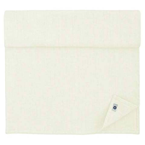 Lovely Linen & Cotton Stonewashed Table Runner Rustico, 100% Linen - 44 x 270cm (17.6''x 108''), Milk-White Cover
