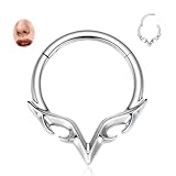 FUNLMO Piercing de acero quirúrgico 316L para tabique, hélice, cartílago, tragus, piercing en forma de V, con bisagras, segmento con bisagras, para tabique, Acero inoxidable, Sin piedra preciosa