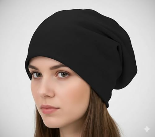 Image of SATKARTAR Premium Single Layer Cotton Slouchy Beanie & Skull Cap - Ultra Breathable Helmet Liner for Men & Women - All-Season Soft Knit Sleep Hat & Chemotherapy Cap - One Size Fits All