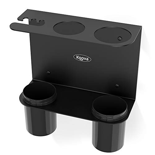 Koova Grease Gun Storage Holder 2.0 - Heavy Duty Wall Mount with 2 XL Removable Drip Cups and Spare Cartridge Holder - Made in USA