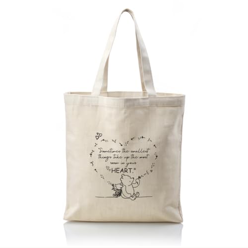 WDSXWH Cute Bear Canvas Tote Bag for Women Inspirational Quotes Reusable Tote Bag Gift Reusable Totes Shoulder Bags Casual for Grocery Shopping Beach & Daily Use