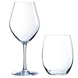 Verre à pied : 25 cl -Ø 5.1cm - hauteur : 18cm ; Gobelet : 36 cl - Ø 8.9cm - hauteur : 10.2cm