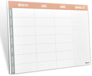 Magnetic Innovations Weekly Meal/Menu Planner Notepad, Track your Diet, Tear Off Shopping List, Magnetic Backing for Fridge Mounting, 54 Sheets, 100gsm Paper, 17x25cm