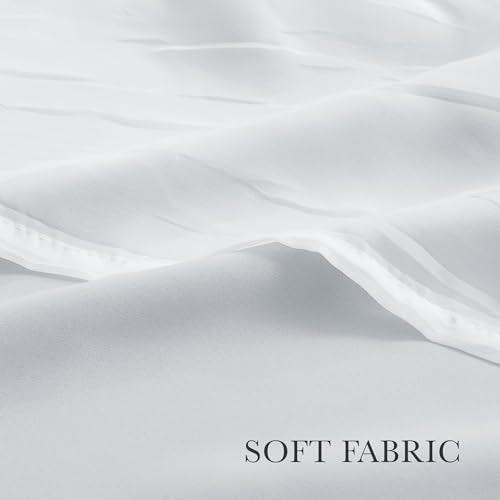 Pony Dance Double Layer Curtains - White Curtains 84 inches Long with Sheer Overlay Nursery Panels for Bedroom/Living/Dining Room, 52 W by 84 L, Greyish White, 2 Pieces