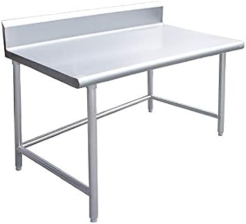 KPS Commercial Stainless Steel Work Prep Table 24 x 60 with Crossbar Open Base and 4" Backsplash - NSF