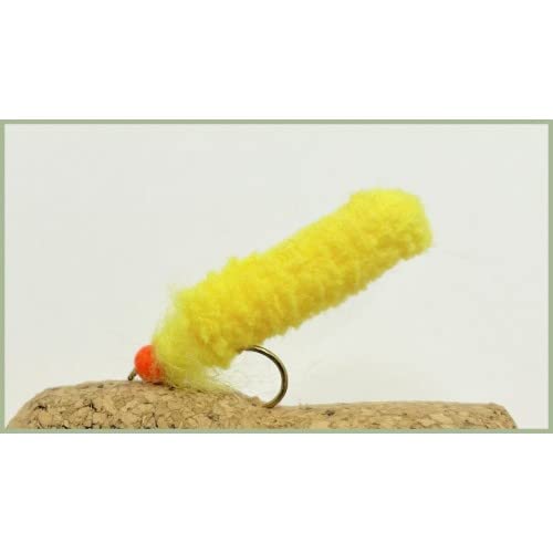Mop Flies, 8 Pack Hothead Yellow Mop Fishing Flies, size 10 Hook, wotsit flies
