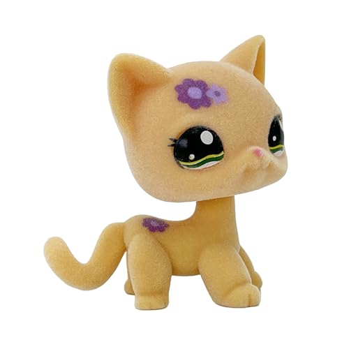 LPSCB Custom Flocked Pet Shop Toy Fuzzy Animal Figure Short Hair Cat Kitty Kitten Deer OOAK (Yellow #1962)