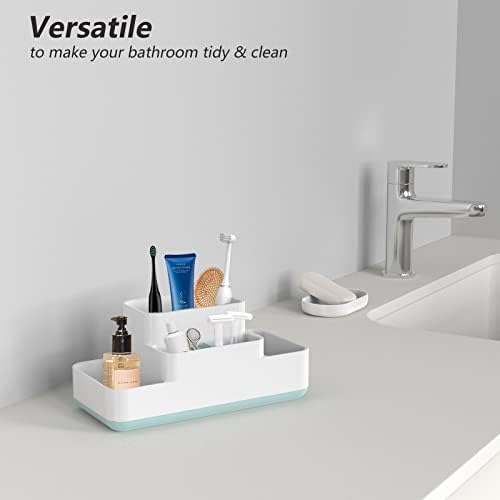 Luvan Bathroom Storage Organizer Caddy, Toothbrush Holder for Bathroom Made of Food-Grade PP and ABS Plastic BPA-Free , Versatile Storage,Detachable for Easy Cleaning