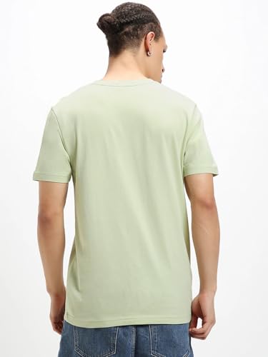 Image of Bewakoof Men's Typography Regular Fit Half Sleeve Round Neck Pure Cotton T-Shirt 1500903 Green 3XL