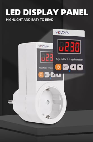 Auto AC Voltage Protection Socket, Over/Low Voltage and Current Protector with Display Screen and Auto Restart for 220V, Digital Volt Breaker, Household Electricity Protection Device.