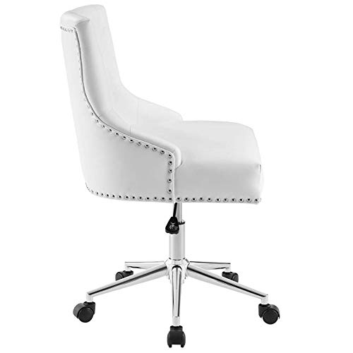 Modway Regent Tufted Button Faux Leather Swivel Office Chair With Nailhead Trim In White #TOP2