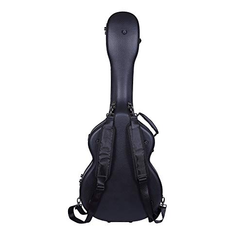 Image of Crossrock Deluxe Fiberglass Case for OM, Martin 000 Guitars | Plush Interior, TSA Lock - Black Leather (CRF2020OMBKL)