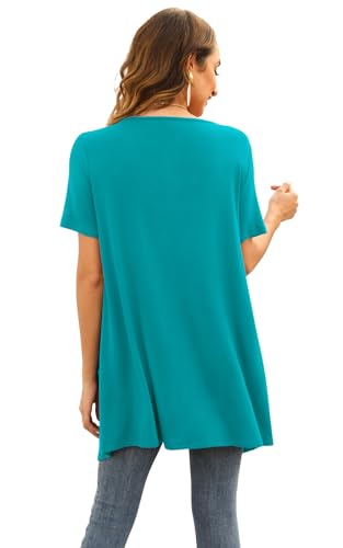 Image of Veryoung Floral Short Sleeve Cardigans for Women Casual Drape Open Front Lightweight Summer Cardigan with Pocket High Low Hem