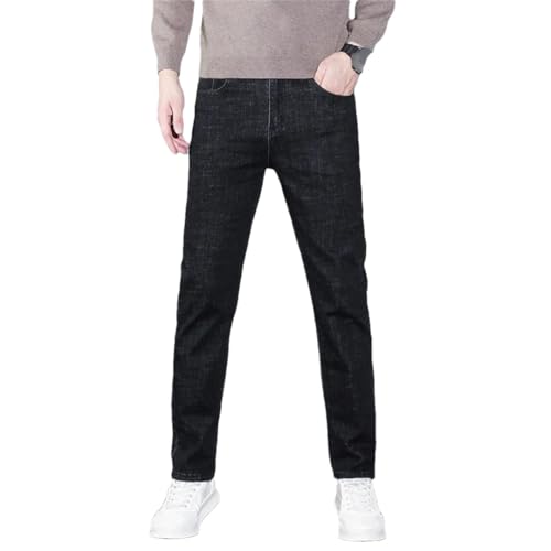 Hndudnff Men Tapered Slim Jeans with Pockets Straight Pants Business Casual Denim Trousers - Main Image