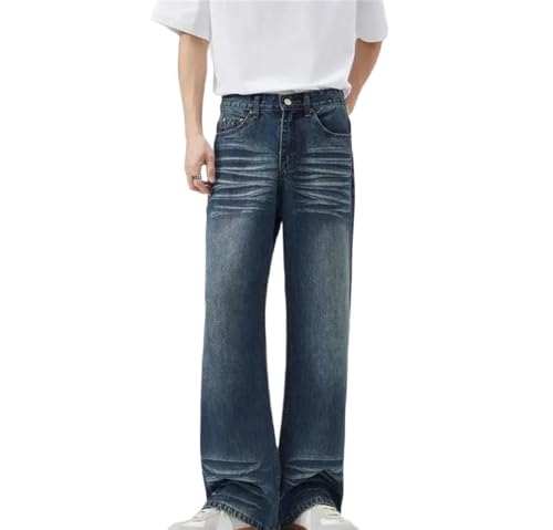 Men Bootcut Flared Jeans Slim Fit Vintage Streetwear Fashion High Waisted Casual Denim Pants