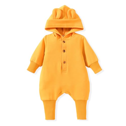 Unisex Baby Hooded Jumpsuit Infant Boy Girl Long Sleeves Romper
