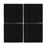 GOOHOCHY 4 Paneles Insonorizantes Autoadhesivos para Paredes 300X300X9Mm Paneles Acústicos de Espuma Absorbente de Sonido Negros Aislamiento Acústico para Estudios Oficinas y Salas