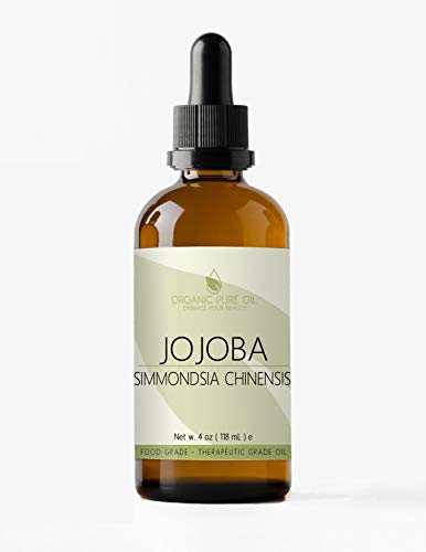 Jojoba Oil for Skin, Face, Hair, Beard, Massage, Makeup Remover, Moisturizer 4 oz Cold Pressed Jojoba Oil 100% Pure Unrefined Virgin By Organic Pure Oil