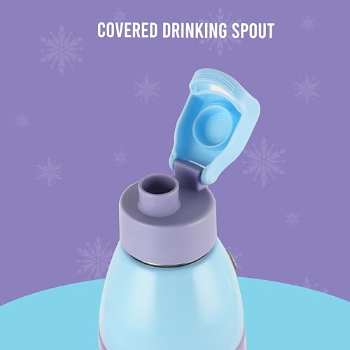 Image of CELLO Kidzbee Uranus 600 Insulated Kids Water Bottle 540ml, Violet | 3D Touch & Feel Frozen Trio Design Easy to Carry Lightweight Leakproof Easy Sip Flip Cap Insulated Water Bottle For School Kids