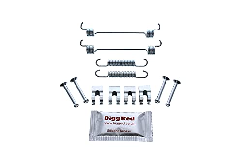 Bigg Red - Rear Drum Brake Shoe Fitting Kit - Compatible with 500, 500 C, Panda 2010-2015, KA 2010 Onwards