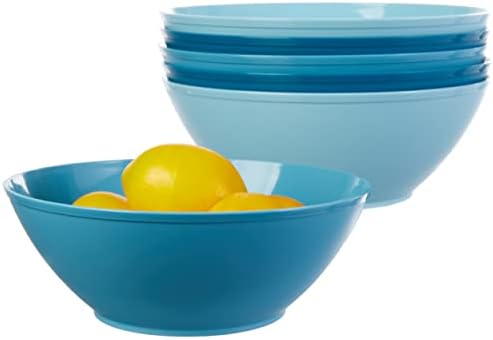 US Acrylic 10-inch Large Plastic Serving Bowls | Set of 6 | Blue Sky | Made in the USA | Dishwasher Safe