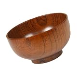 Hoement Japanische Holzschale aus Braunem Jujube Holz Leichte Suppenschüssel im Einteiligen Design Praktisch für Babys im Alltag