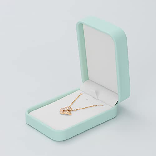 Leather Necklace Box Necklace Gift Box Pendant Case Long Chain Display Storage Case (Mint Green)