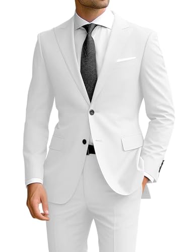 Men's 2 Piece Suit Slim Fit Suits for Men Two Button Blazer Formal Business Jacket Suit for Wedding Prom Dinner