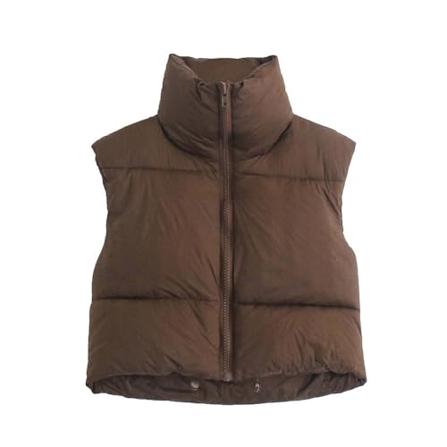 Chaleco de invierno para mujer, chaqueta corta de plumón, abrigo térmico, bolsillo con cremallera,...