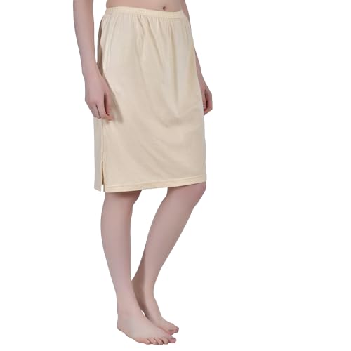 Women's Cotton Knee Length Underdress Side Slit Everyday Layers Half Slip Skirt Pack of 13