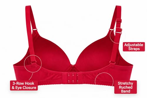Image of Women's Padded T-Shirt Bra | Seamless Everyday Comfort Bra | Lightly Lined, Wire-Free, Smooth Fit | Soft Stretch Fabric