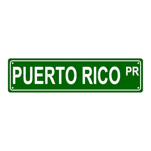 Puerto Rico Territory Metal Tin Sign, Tropical Themed Hanging Plaque, Vintage Rustic Wall Art For Home Porch Patio Decor, 4 X 16 Inch