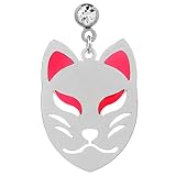 [凛りん] ボディピアス 狐 和風 ストレートバーベル サージカルステンレス 軟骨ピアス 片耳用 (16G/銀)