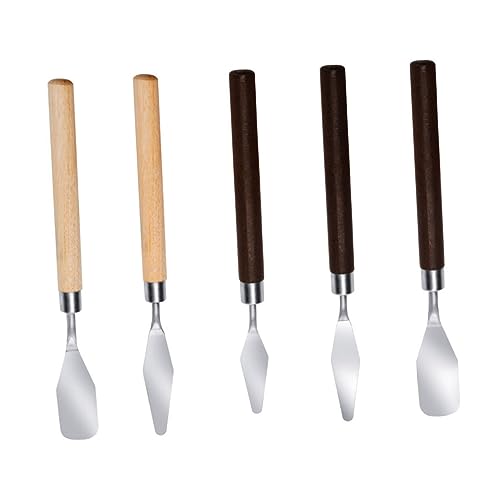 KALLORY Stainless Steel Palette Knife Set 5pc Oil Paint Knife Mixing Scraper for Canvas Acrylic Art