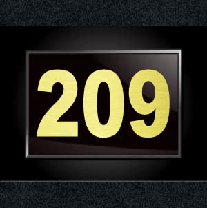 Number Plate 209 Room, Hotel, Hospital, Lodge,Apartment, Flat,Door No,College, Library, Rack Numbers Warehouse, Black Acrylic Background with Gold Letter with PVC Waterproof Black Sticker-image-28