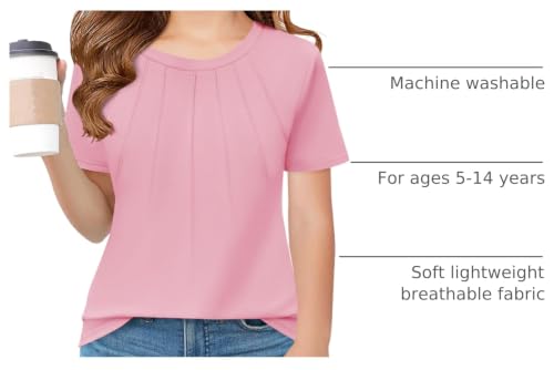 Image of Haloumoning Girls Pleated T Shirts Kids Summer Short Sleeve Fashion Tops Tees 5-14 Years