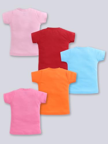 Image of Amazon Brand - Jam & Honey Girls Cotton Graphic Printed Half Sleeves T-Shirt | Regular Fit | Soft & Breathable | Age 2-8 Years (Available in Pack of 5 & Pack of 3)