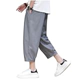 サルエルパンツ メンズ ズボン 冷感 夏用 ミディアムパンツ 7分丈 涼しい スラックス おしゃれ 大きいサイズ 人気 無地 メンズ パンツ gray 2XL