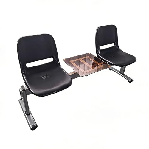 Gtzly Chaises de Réception pour Café 2 Places en Plastique, Banc de Hall avec Table, Sièges de Stade pour École, Basket, Fêtes Intérieur et Extérieur(Black)