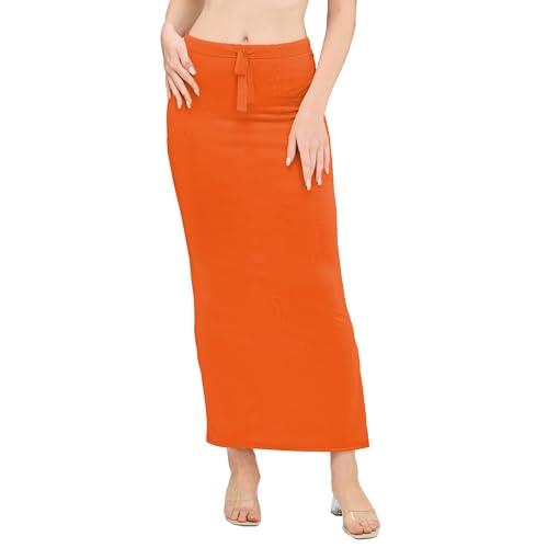 Image of DESI GIRL Satin Shimmer Stretchable Saree Shapewear Petticoat with Drawstring for Women | Mermaid fit Saree Petticoat with Side Slit for Easy Movement | Saree Shaper | Long inskirt