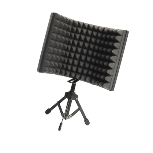 Pare-vent microphone 3 panneaux absorbant le bruit avec filtre acoustique et support de bureau