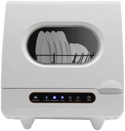 Countertop Dishwasher, 1200W Compact Dishwasher for 2-6 Sets Tableware, 4-5L Water Consumption, Portable Mini Dishwashers for Small Apartments, Dorms, RVs, White, Quick Cleaning