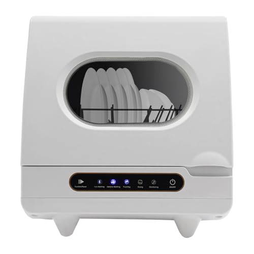 Portable Countertop Dishwasher, Mini Dishwasher, 5L Water Capacity Desktop Small Dish Washing Machine with 5 Wash Programs & 360° Triple Spray System for Apartments/RVs