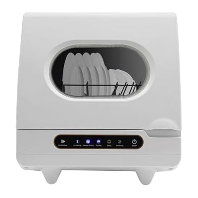 5 Programs Countertop Dishwasher, Portable Mini Dishwasher with Inlet/Drain Hose, 162℉ High-Temp, Max Water Consumption 1.32gal, Low Noise 55dB, Suitable for 2-6 Sets Tableware