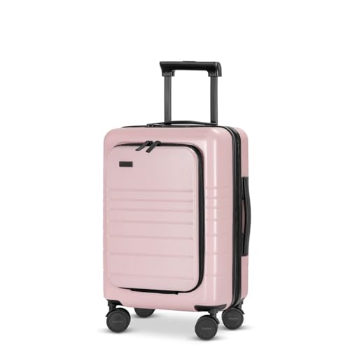 ETERNITIVE - Handgepäck Koffer I Reisekoffer aus Polycarbonat & ABS I Größe: 54 x 34 x 23,5 cm I USB-C- und USB-A-Port I Koffer Leicht mit Rollen 360° I Hartschalenkoffer mit TSA-Schloss I Rosa