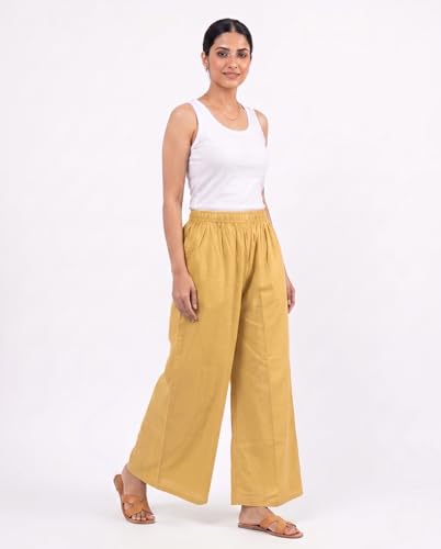 Image of Plaazo Women's Cotton Palazzo | Wide Leg Palazzo for Women | Soft Breathable High Waist Bottom Wear | Comfortable Casual, Office, Travel for Women