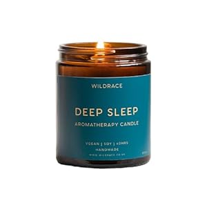 Wildrace Deep Sleep Candle | Sleep Aid Scented Gift | Luxury Natural Organic Lavender, Thyme, Ylang Ylang | Promotes Sleep | 40hr Burn Time | Calming Relaxation Candle | for Women