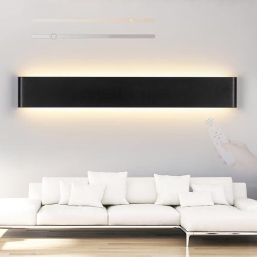 Apliques de pared LED interior de aluminio negro con iluminación regulable 40cm