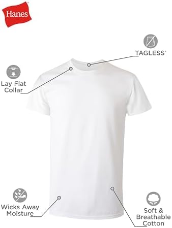 Hanes Men's Undershirts T-Shirt Pack, 12-Pack, Cotton Tees for Men, Moisture-Wicking, Assorted — view 5