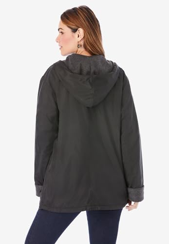 Roaman's Women's Plus Size Hooded All-Weather Jacket Fleece Lining Rain Coat2